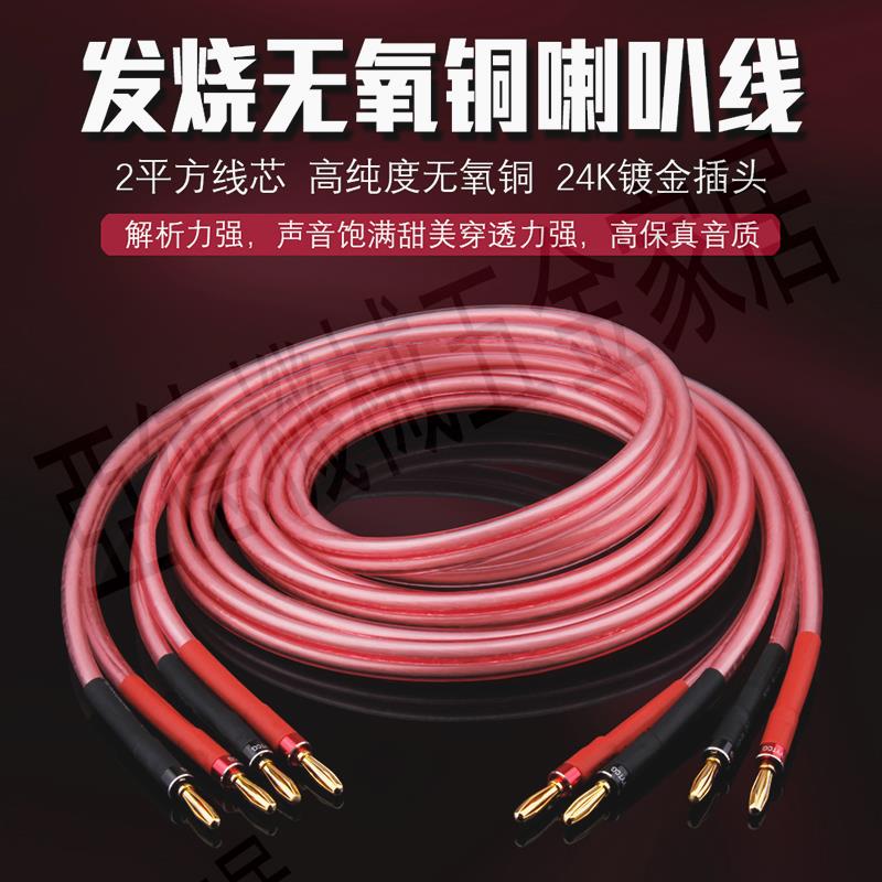 發燒喇叭線純銅高保真香蕉頭音箱線HiFi音響線Y插針插中置環繞線【亞德機械五金家居】