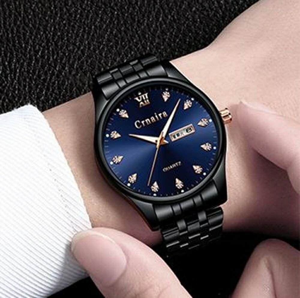 手錶 超薄手錶男學生韓版簡約潮流個性休閒鋼帶防水夜光機械男錶石英錶 維多原創