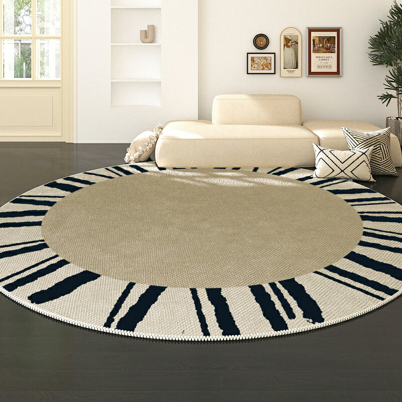 圓形地墊 客廳地毯 床邊地毯 法式圓形客廳地毯臥室床邊毯復古奶油風沙發茶几毯梳妝台高級地墊『TS2451』