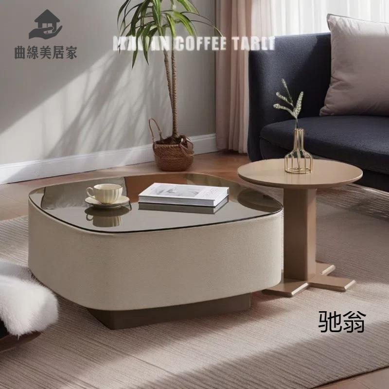廠家直銷 茶幾 茶臺 茶邊櫃 意式輕奢巖板奶油現代極簡客廳家用小戶型組合茶幾新款邊幾網紅款 工廠現貨 八折下殺wy4