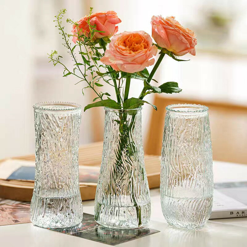 【滿299出貨】簡約玻璃花瓶ins風北歐透明水養富貴竹鮮花客廳干花插花擺件