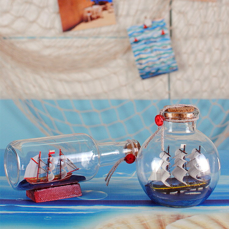 地中海玻璃漂流瓶許愿瓶瓶中船創意擺件桌面櫥窗餐廳酒柜陳列擺設 3