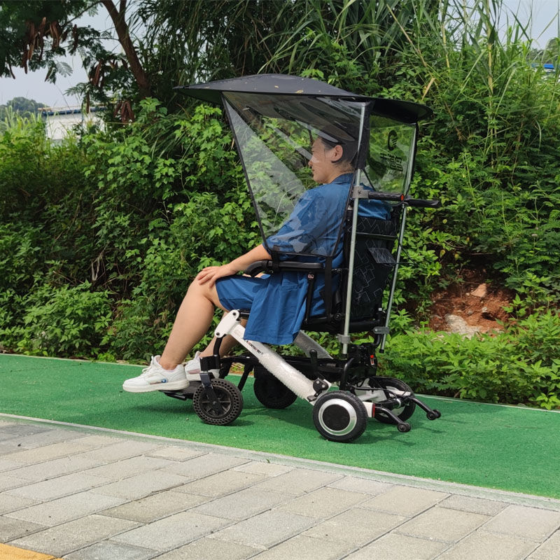 手動電動輪椅 雨衣防雨罩加固雨棚雨傘支架防曬防風遮陽棚擋風