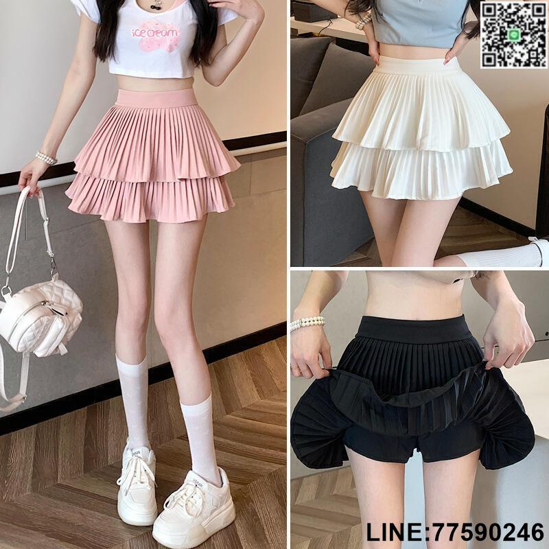 【歡樂購】雙層蛋糕裙百褶裙夏季新款高腰小個子半身A字短裙蓬蓬裙傘裙女性服裝流行女裝休閒服飾~AD15031