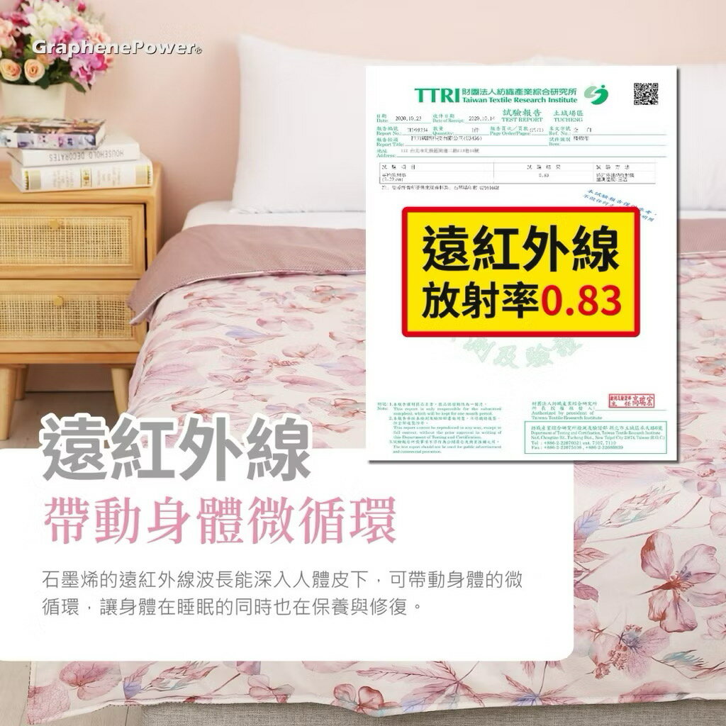 【GraphenePower】石墨烯恆溫循環兩用被-雙人/182x210cm (紫色花草) 5