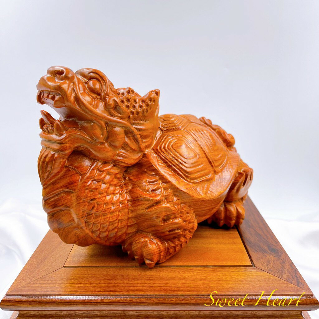 Sweet Heart 田芯開運精選💯 花梨木 木雕龍龜 龍龜 榮歸 長壽吉祥 鎮宅納福 開運擺件 大&小 可選