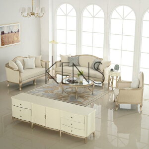 【KENS】沙發 沙發椅 美式輕奢風實木布藝沙發組合三人位簡約套房別墅大小戶型家具