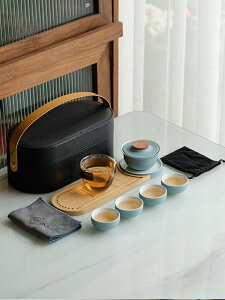 便捷式旅行茶具套裝日式簡約壹壺四杯戶外茶具幹