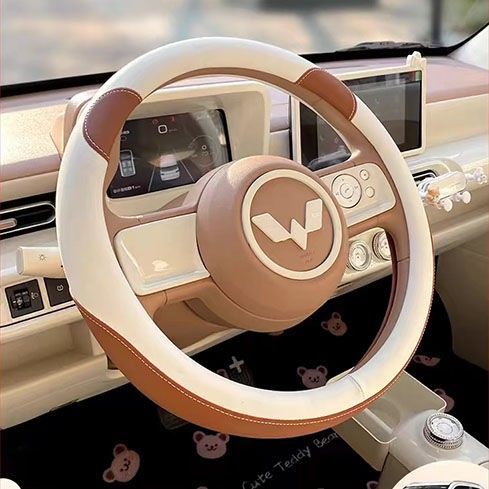 免運 方向盤套 汽車用品 免運 方向盤套 汽車用品 五菱繽果方向盤套專用車內裝飾可愛宏光miniEV馬卡龍三代汽車把套特惠/開立發票M0921