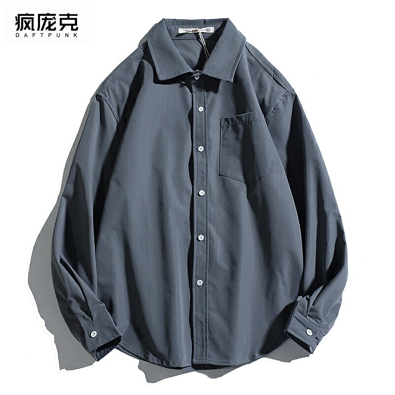 春季韓版柔軟長袖襯衫女大碼潮流舒適外套學生寬松襯衣服裝男