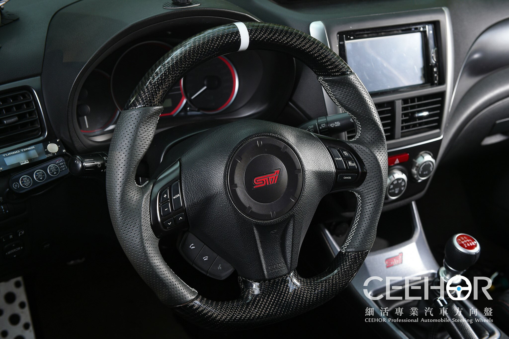 [細活方向盤] 正碳纖維白環款 Impreza Legacy Wrx Sti Forester Subaru 速霸陸 變形蟲方向盤 方向盤 造型方向盤