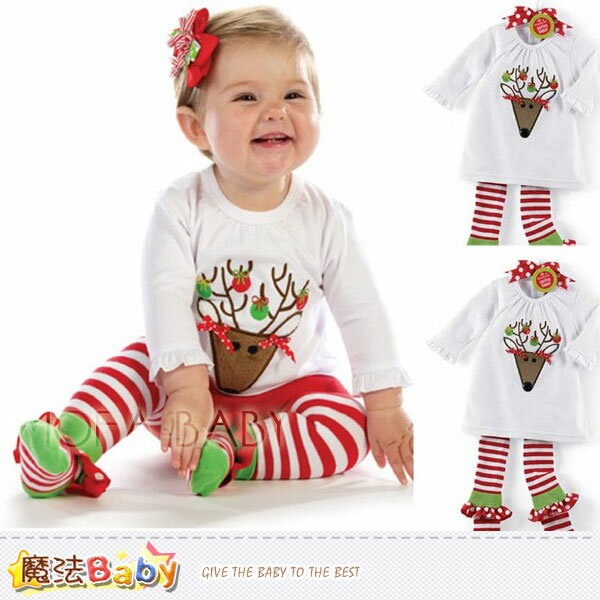 魔法Baby~繽紛聖誕小鹿女寶寶套裝~女童裝~k29635