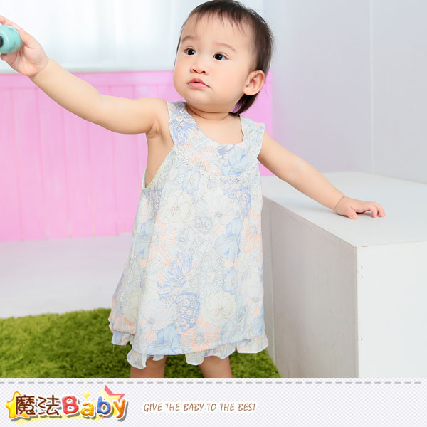 洋裝~百貨專櫃女寶寶無袖連身裙&小褲兩件組~嬰幼兒服飾~魔法Baby~k35070