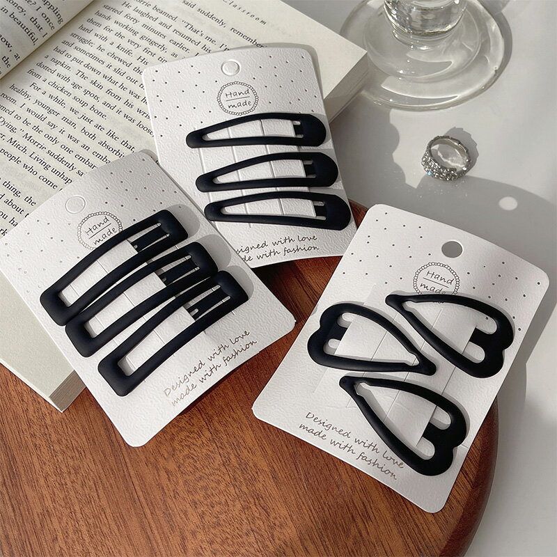 髮夾 邊夾 抓夾 黑色時尚磨砂髮夾女側邊前額瀏海夾子頭飾碎髮鴨嘴一字夾bb夾卡子『ZW6519』