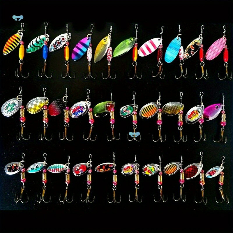 30PCS Vibrant Fishing Spoon Lures Kit Durable Iron,