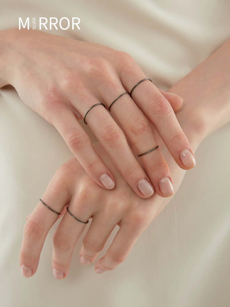 小麋人925隨性素圈純銀戒指女個性簡約ins冷淡風食指指環關節尾戒