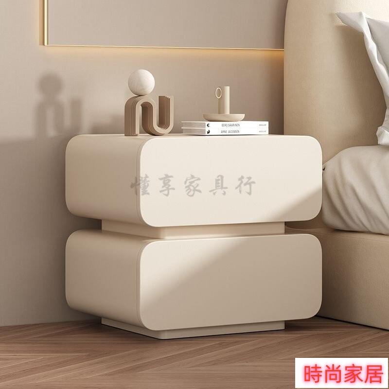 免運 公司貨 奶油風床頭櫃簡約現代實木床頭收納櫃傢用床櫃子臥室小型床邊櫃/001特惠/開立發票S1005