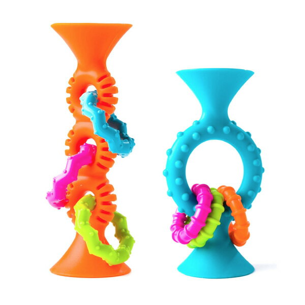 美國 FatBrain 觸覺吸盤環(橘/藍) 感統玩具|益智玩具