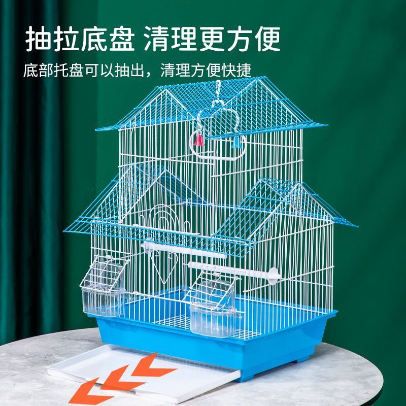 鳥籠 虎皮鸚鵡高檔 鳥籠牡丹大號雙層別墅籠子文鳥珍珠鸚鵡鳥籠包郵