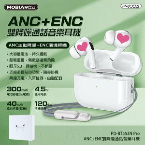 台灣公司貨PRODA BT553 Pro ANC雙降噪通話音樂耳機 雙降噪藍芽耳機 附掛繩藍芽耳機 入耳檢測自動配對【Love Shop】【樂天APP下單最高20%點數回饋】