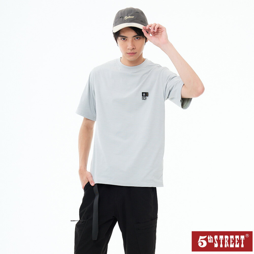男裝 涼感短T 短袖T恤 TEE 上衣 丈青 (571059) 【5th STREET】【全館滿$3000贈環保餐具收納包】 父親節送禮