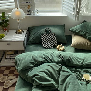 APP下單享點數9%｜柔軟天鵝絨素色ins韓系四件組保暖珊瑚絨床上用品雙面絨被組床單床包雙人加大床包組