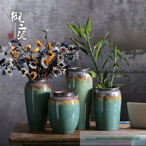 陶瓷可水培新中式花瓶客廳插富貴竹直筒多肉盆栽花藝大花盆