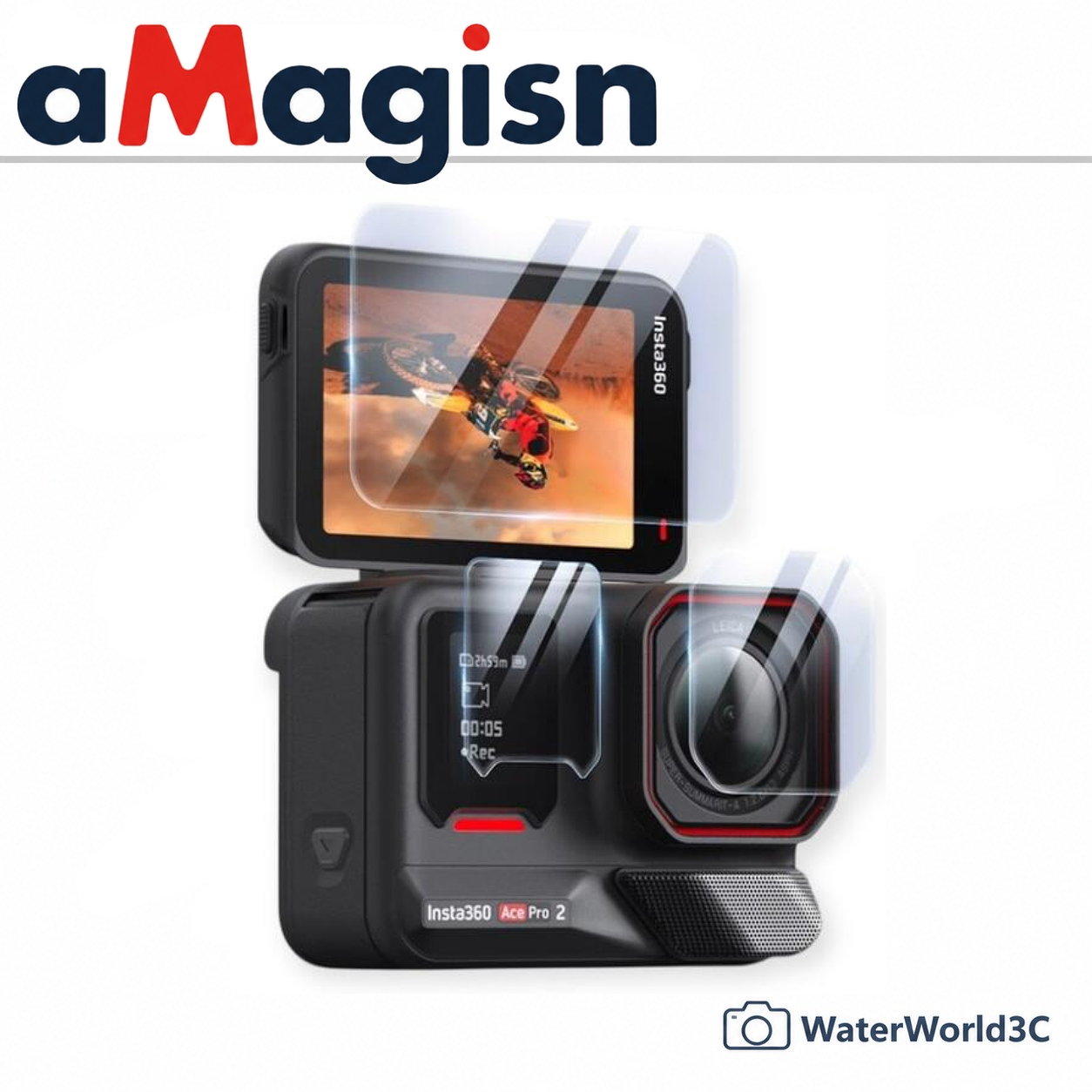 【中壢NOVA-水世界】Insta360 Ace Pro 2 配件 aMagisn 阿邁 鋼化玻璃保護貼 三片組 可代貼