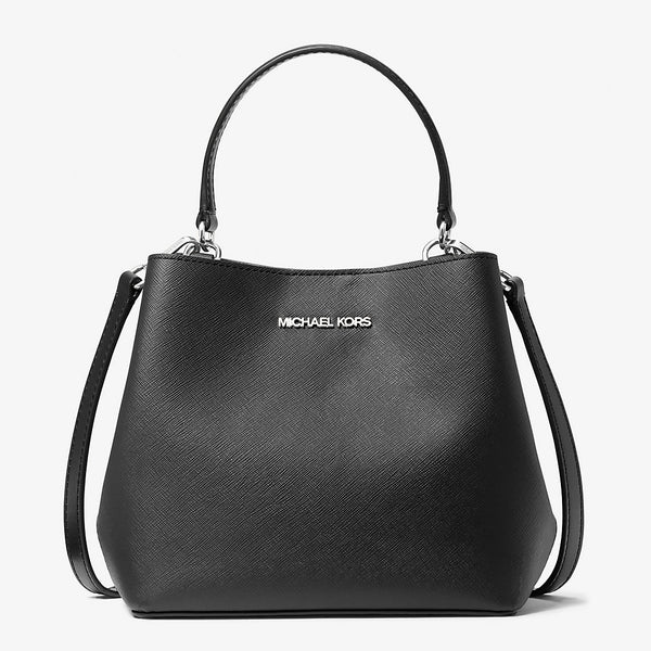 MICHAEL KORS 素面水桶包 防刮PVC塗層帆布 手提包 斜背包 側背單肩包 M34658 黑色MK(現貨)▶指定Outlet商品5折起☆現貨【送禮首選★APP下單點數4倍送】