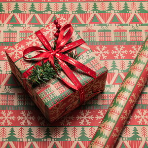 圣誕ins風禮品禮物禮盒包裝紙創意圣誕樹裝飾牛皮紙黃皮紙包書紙
