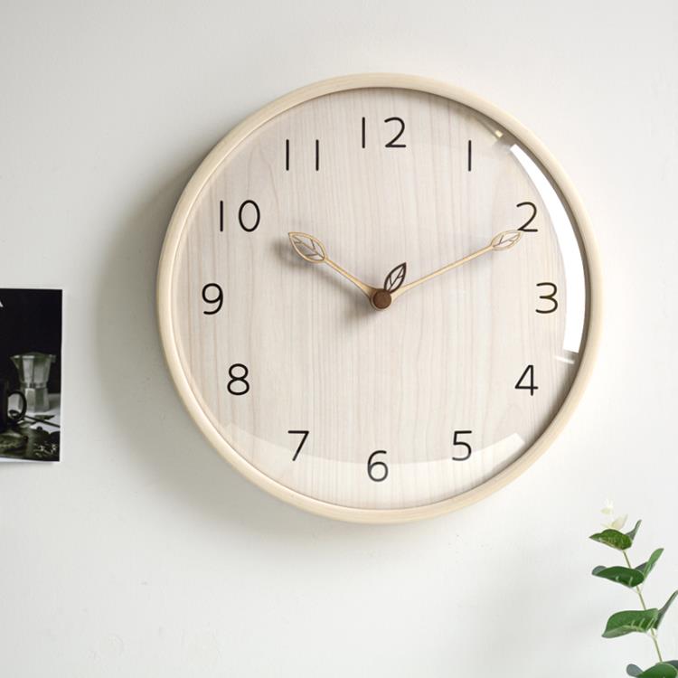 實木質掛鐘現代簡約客廳家用靜音時鐘個性時尚創意北歐鐘錶