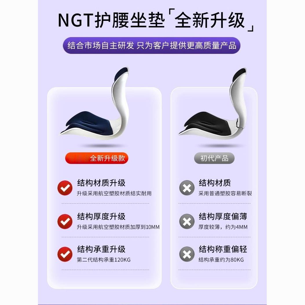 【臺灣公司 可開發票】日本NGT護腰坐墊久坐不累神器座椅腰靠背墊辦公室人體工學坐姿椅
