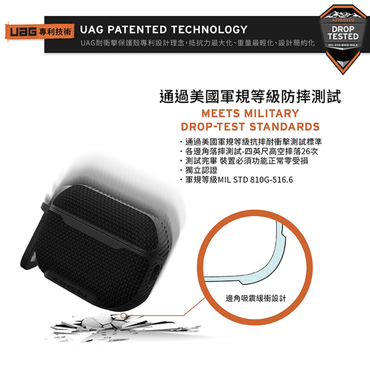 UAG 耐衝擊 軍規防摔 保護殼 耳機殼 尼龍款 支援 magsafe 適 AirPods Pro 2 4
