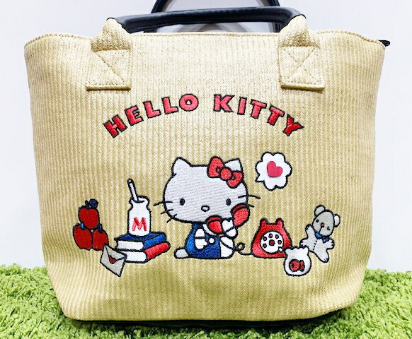 【震撼精品百貨】Hello Kitty 凱蒂貓 日本三麗鷗 kitty 編織手提袋/側背包-刺繡#29618 震撼日式精品百貨