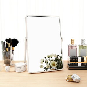 化妝鏡子家用小型梳妝鏡實木臺式便攜可折疊方形大號辦公桌鏡子