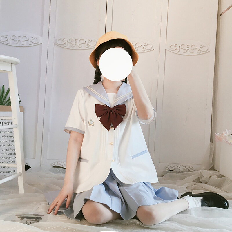 珠珠家月之星星幼稚園夏服可愛幼兒園短袖水手服套裝JK制服學院風