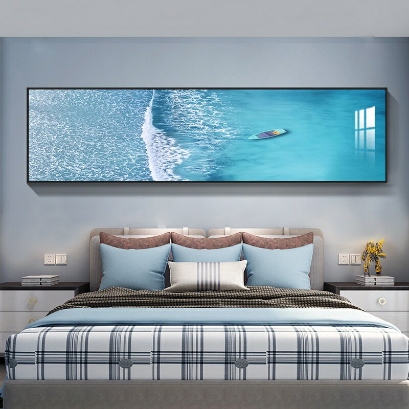 臥室裝飾畫家溫馨床頭畫大氣海景橫幅壁畫抽象客廳現代簡約