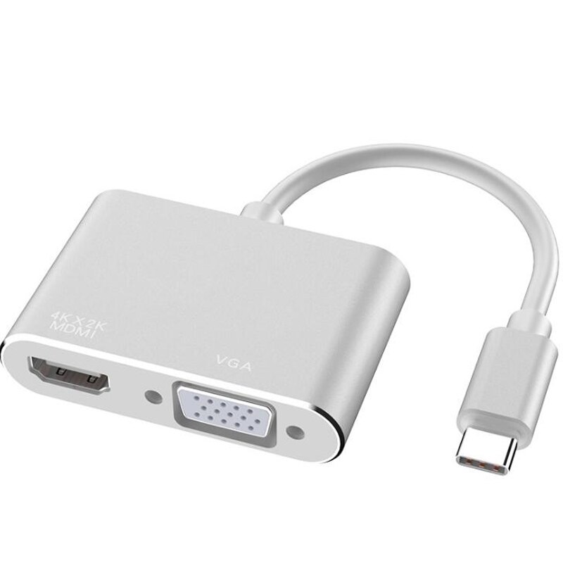 [現貨2組dd] USB-C 轉 hdmi+vga 電腦顯示器連接線 Type-c 蘋果轉換器 筆記本擴展塢(UG1)QB22