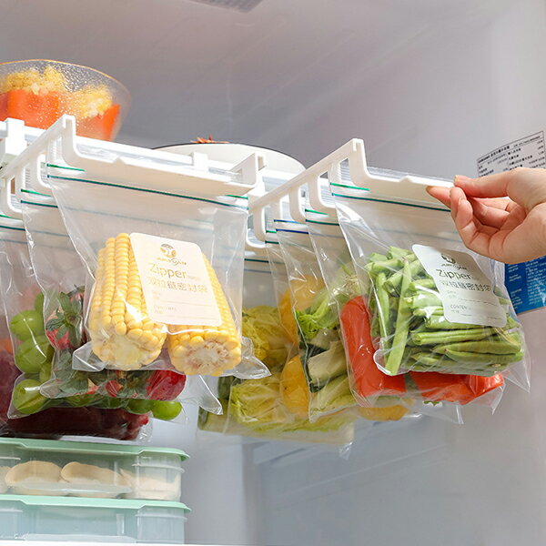 PS Mall 【J1449】 冰箱保鮮袋抽屜式收納置物架儲物廚房食物密封袋收納架軌道收納懸掛架