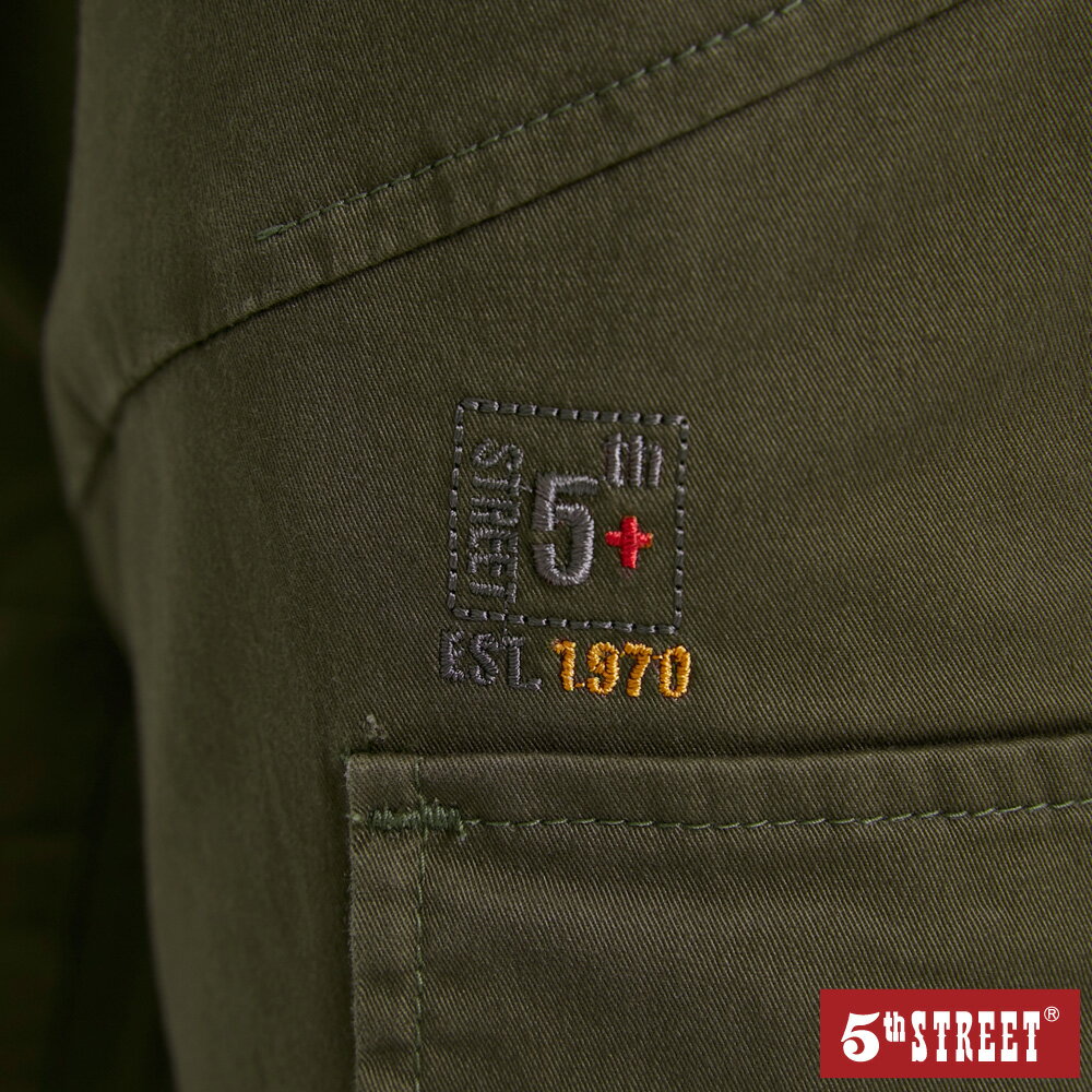 男裝 工作褲 潮系列工裝長褲 墨綠 (970243) 【5th STREET】【APP下單天天10%回饋】 ★神褲節 治裝激推 最高折426 5