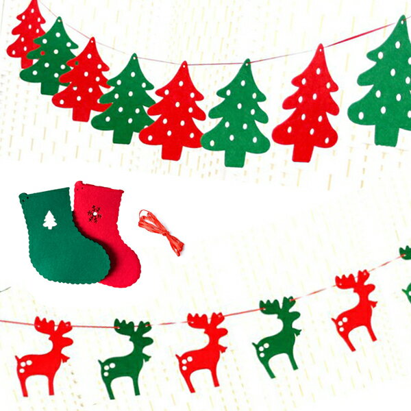 B4019 不織布聖誕裝飾 掛飾 聖誕節 節慶佈置 麋鹿 聖誕襪 聖誕樹 裝飾片 聖誕禮物 贈品禮品 交換禮物