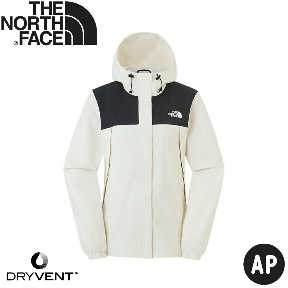 【The North Face 女 DV單件式防水外套 AP《米白》】5K2X/防風外套/衝鋒衣/連帽外套/風雨衣