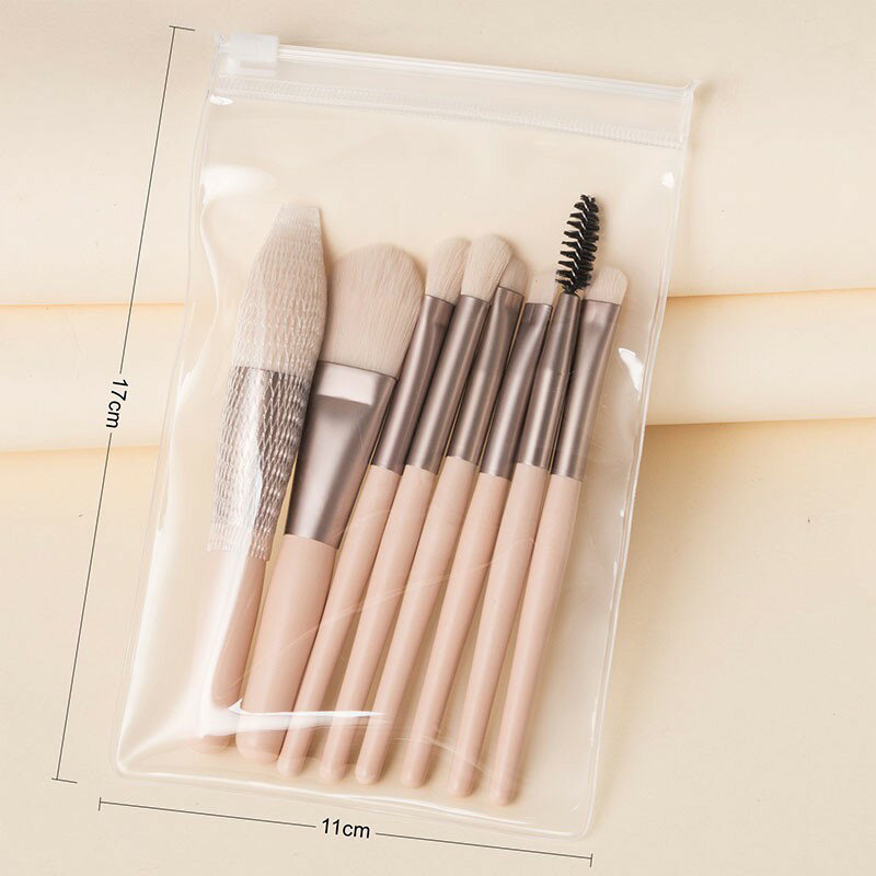 迷你8件刷具【G041】台灣出貨 居家  旅行刷具組 隨身刷具 迷你旅行化妝刷套裝 超柔軟學生眼影腮紅隨身全套化妝刷 6