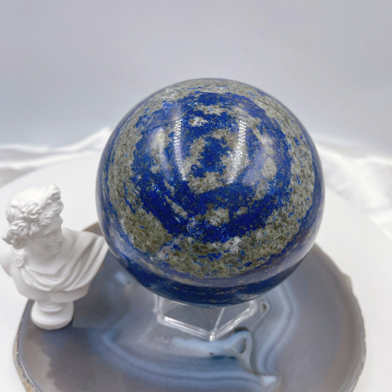 嚴選帶眼高品 青金石球 高品質 97mm 青金石 石球 擺件 擺飾 大尺寸 大能量 冥想 療愈 送底座 現貨 00823