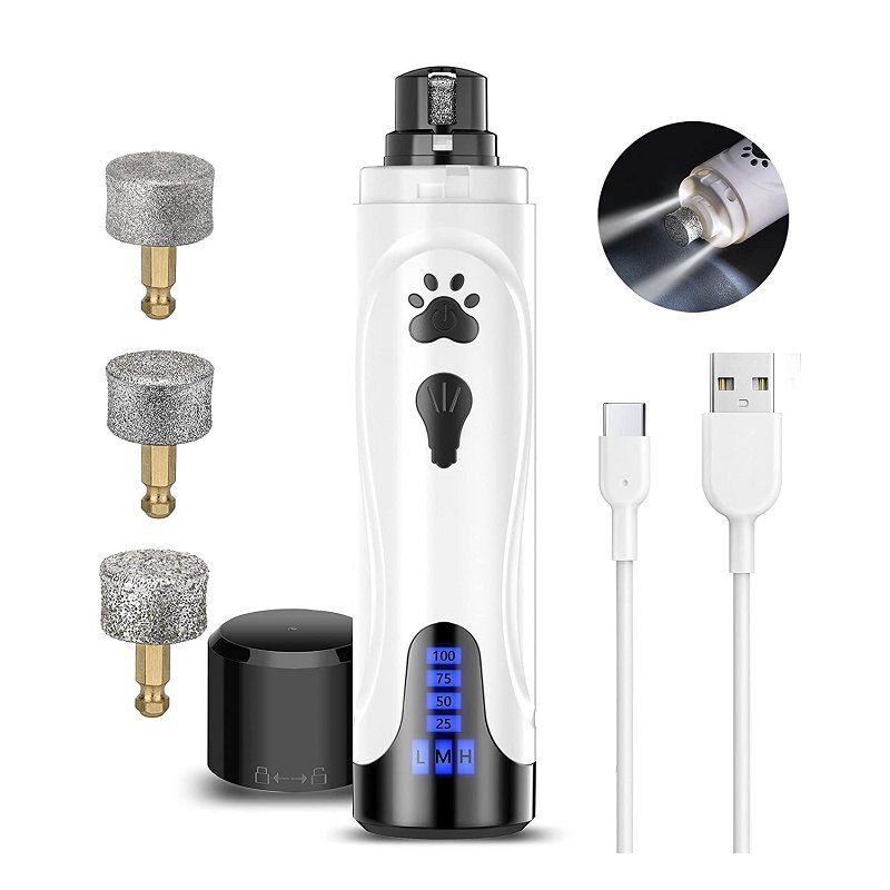 [2美國直購] YABIFE 寵物磨指甲器 犬用 貓狗 美甲護理 3速 USB充電 LED照明