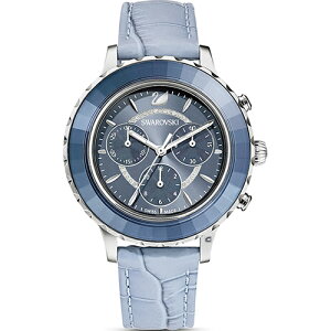 SWAROVSKI 施華洛世奇 Octea Lux Chrono手錶(5580600)-39mm-藍面皮革【刷卡回饋 分期0利率】【跨店APP下單最高20%點數回饋】