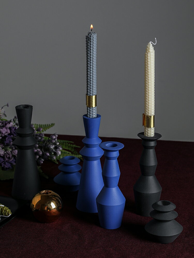 貝漢美北歐ins簡約陶瓷燭臺擺件家用客廳浪漫西餐餐桌蜂窩蠟燭