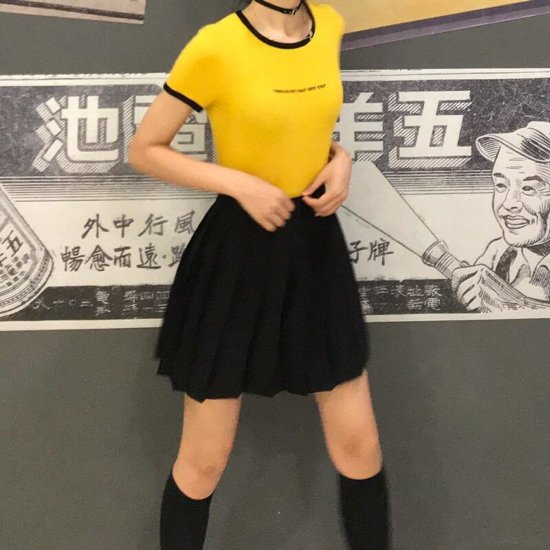 百襞半身裙女夏新韓版a字高腰学院風女子百着着やせスカートY 百襞半身裙女夏新韓版a字高腰学院風女子百