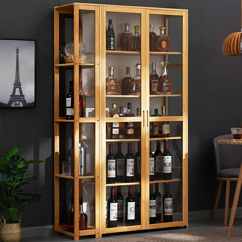 酒櫃展示櫃現代簡約餐邊櫃網紅小酒架歐式家用實木客廳靠墻置物架