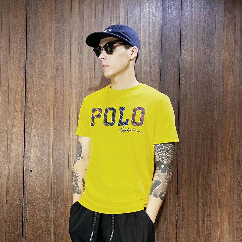 美國百分百【全新真品】Ralph Lauren 短袖 棉質 T恤 RL 上衣 T-shirt Polo 黃色 CE91